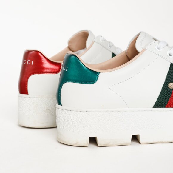 Gucci Ace White Leather Platform Sneakers - Picture 8 of 12